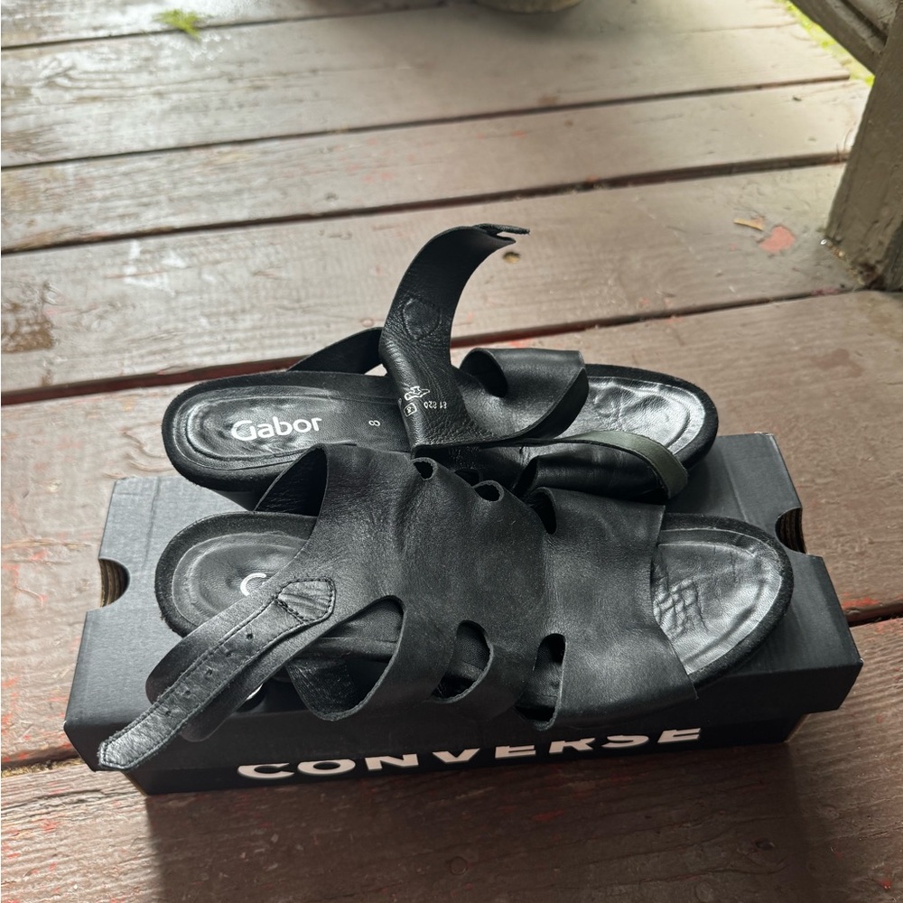 Gabor Black Leather Sandals